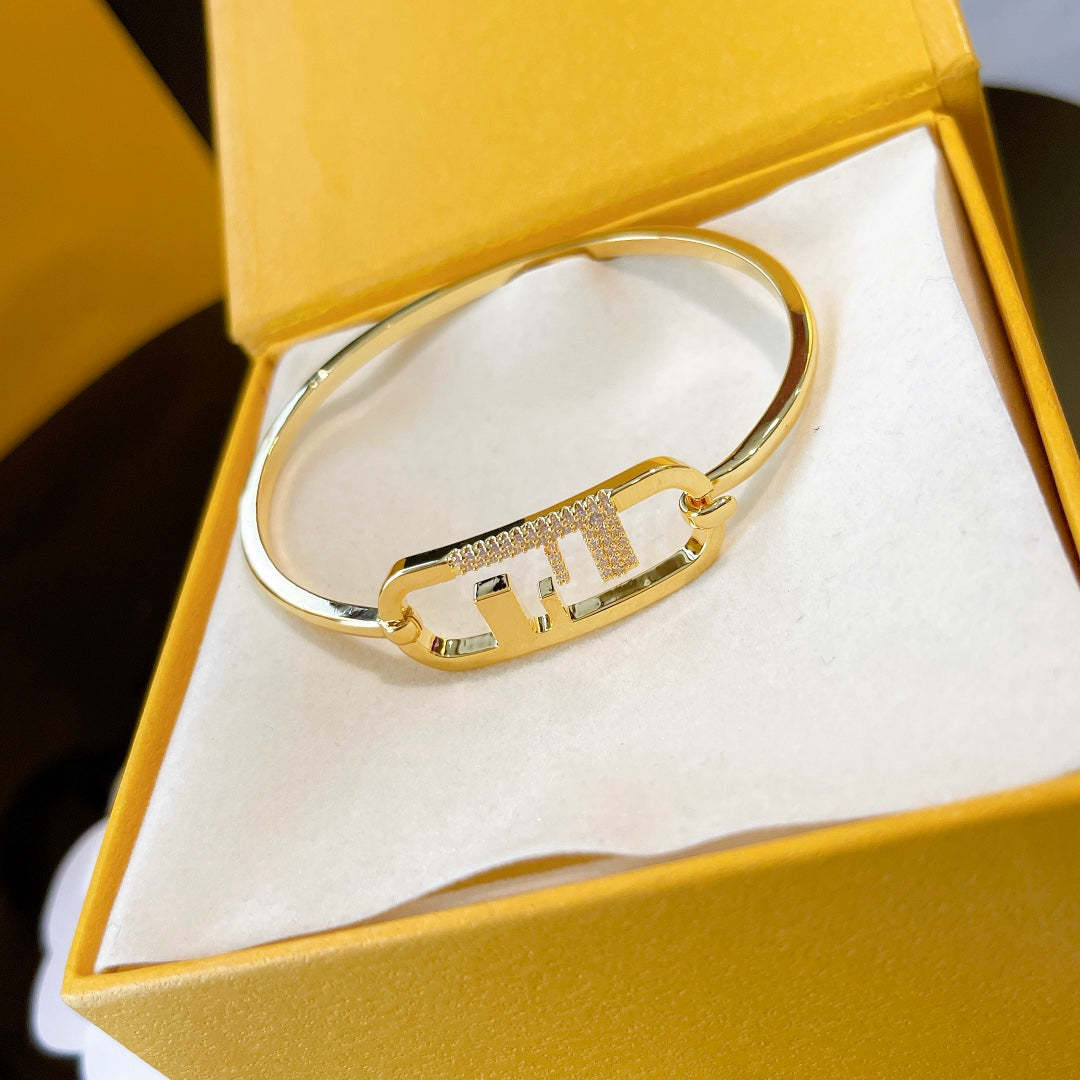 Fendi O'Lock Gold Diamond Bracelet