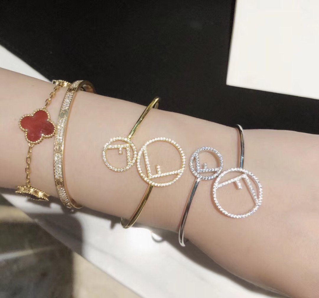 Fendi Double F Gold Diamond Bracelet