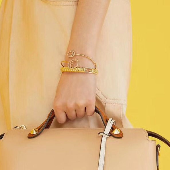 Fendi Double F Gold Diamond Bracelet