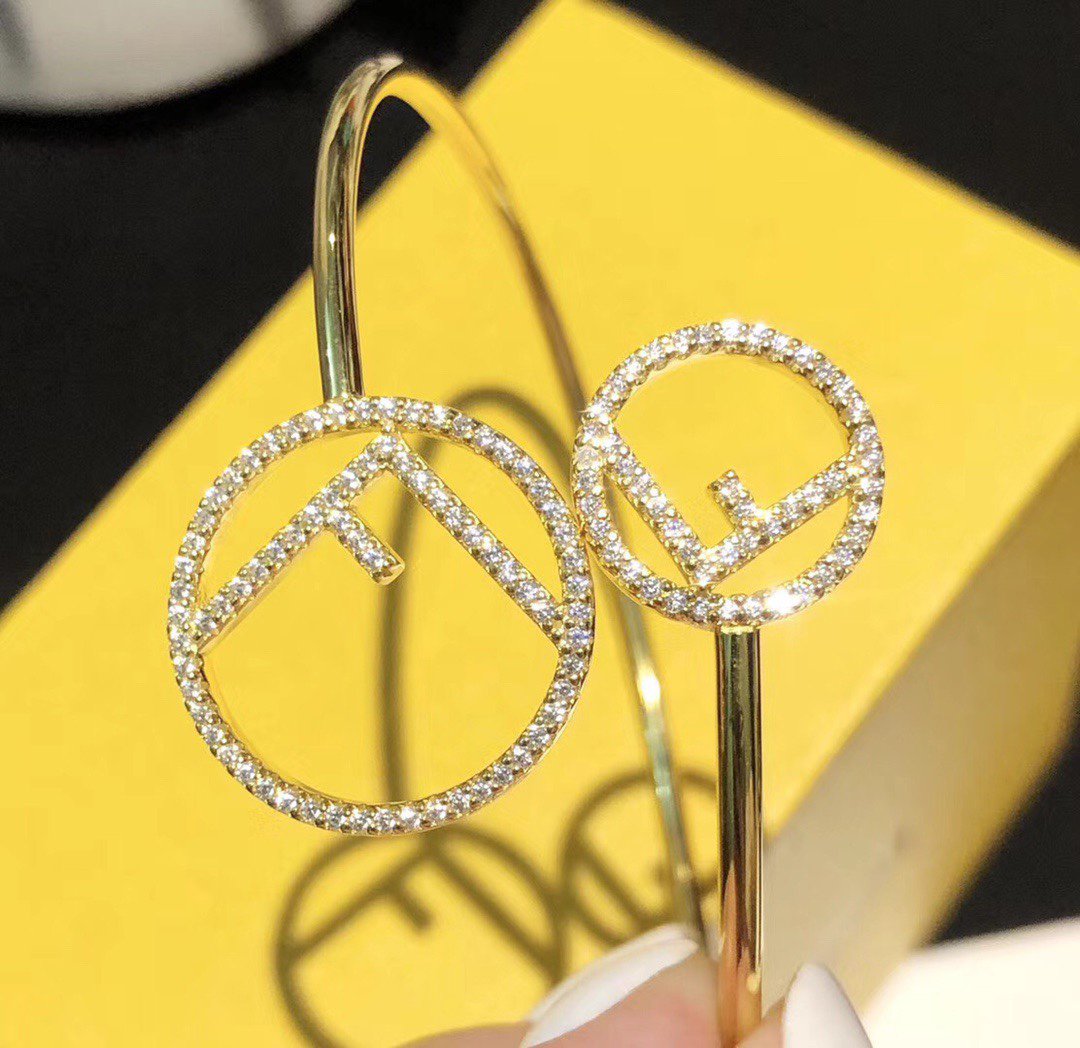 Fendi Double F Gold Diamond Bracelet