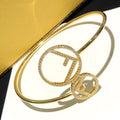 Fendi Double F Gold Diamond Bracelet