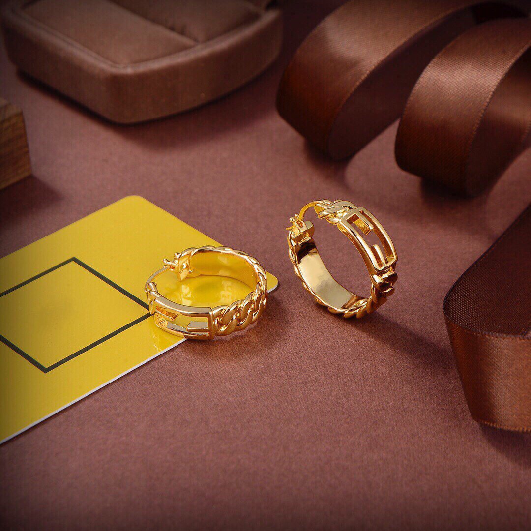 Fendi Baguette Small Earrings Gold