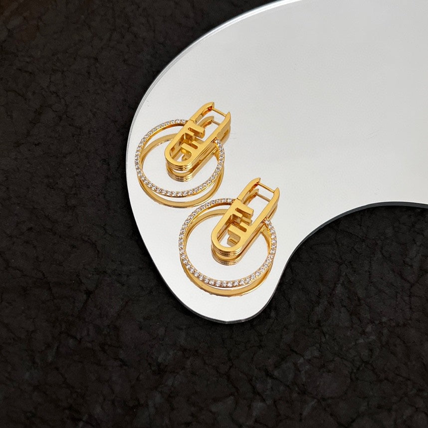 Fendi O’Lock Gold Diamond Earrings