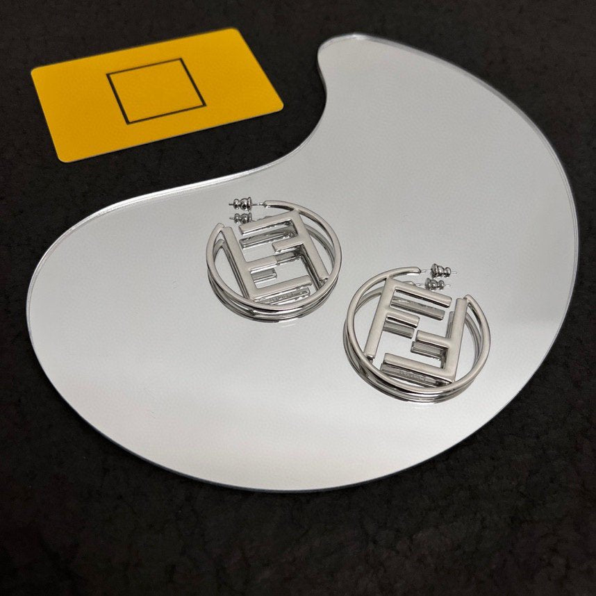 Fendi Double F Silver Earrings