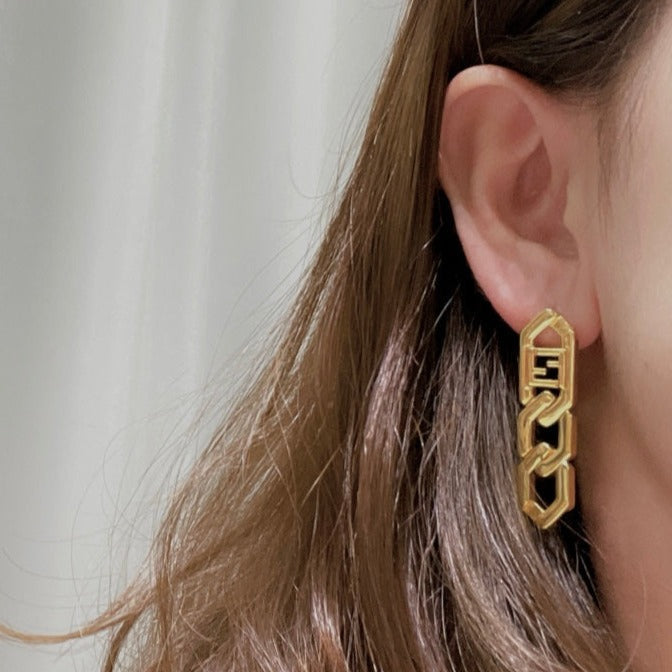 Fendi FF Drop Earrings Gold