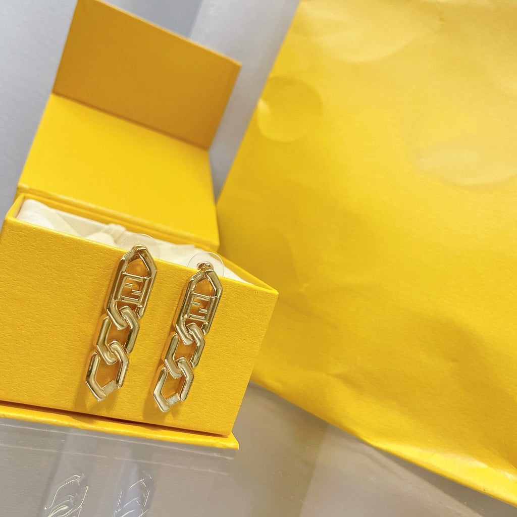 Fendi FF Drop Earrings Gold