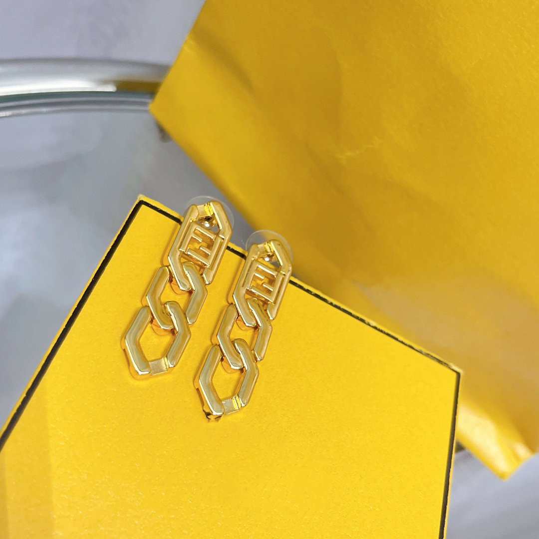 Fendi FF Drop Earrings Gold