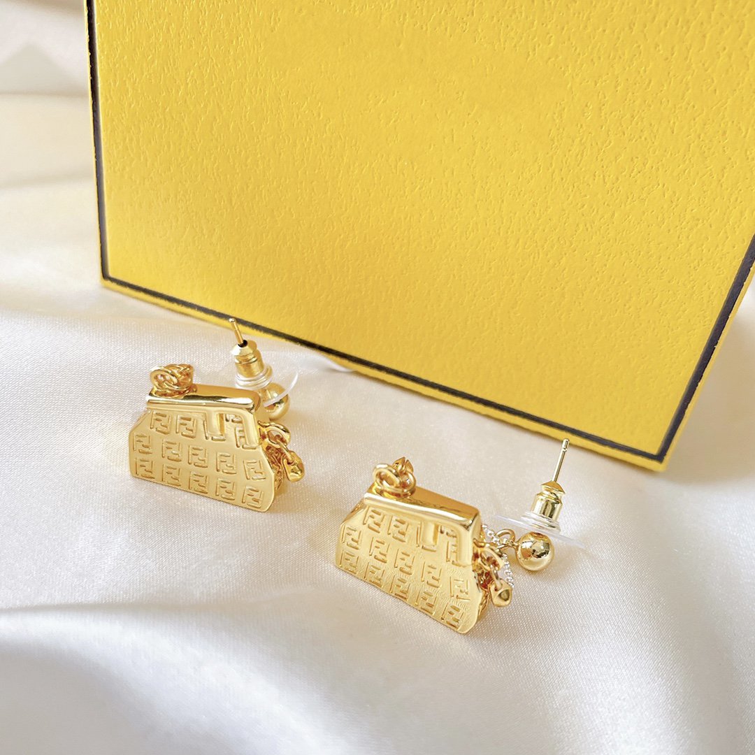 Fendi FF Bag Gold Earrings