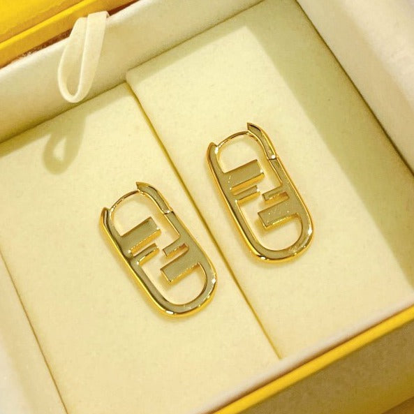 Fendi F O'Lock Gold Earrings