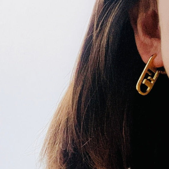 Fendi F O'Lock Gold Earrings