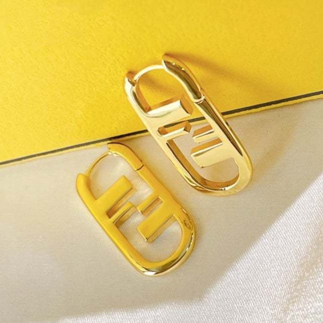 Fendi F O'Lock Gold Earrings