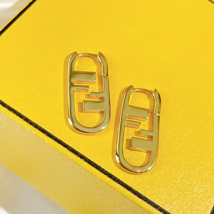 Fendi F O'Lock Gold Earrings