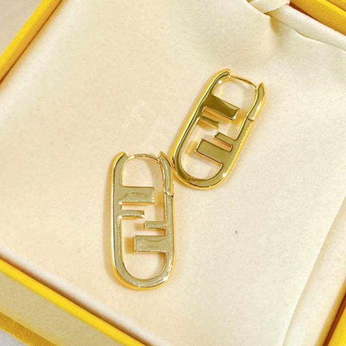 Fendi F O'Lock Gold Earrings