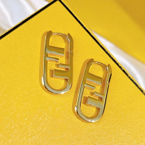 Fendi F O'Lock Gold Earrings