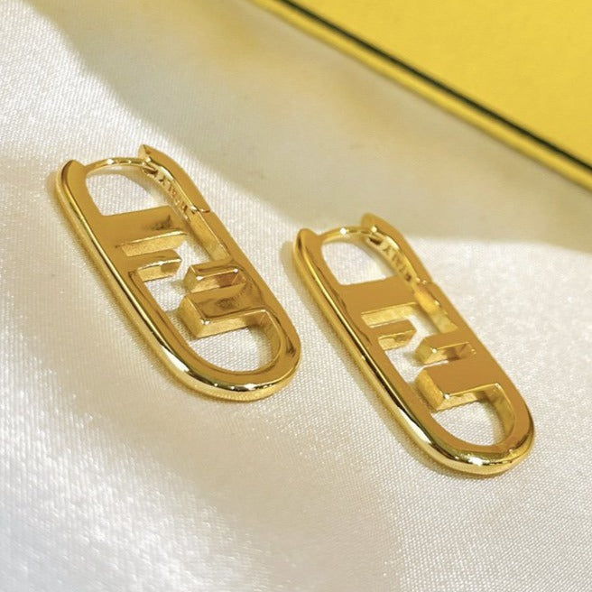 Fendi F O'Lock Gold Earrings