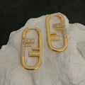 Fendi F O'Lock Gold Diamond Earrings