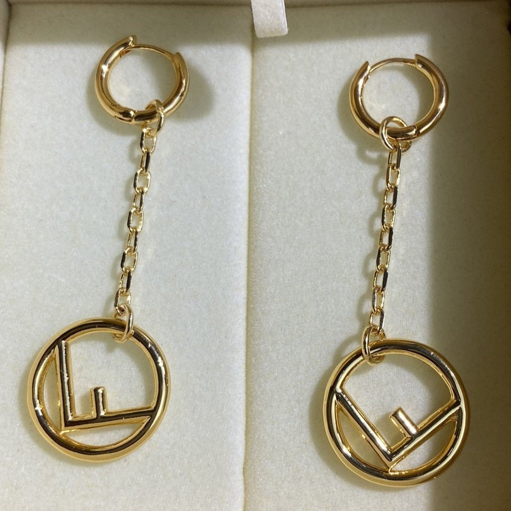 Fendi F Drop Gold Earrings