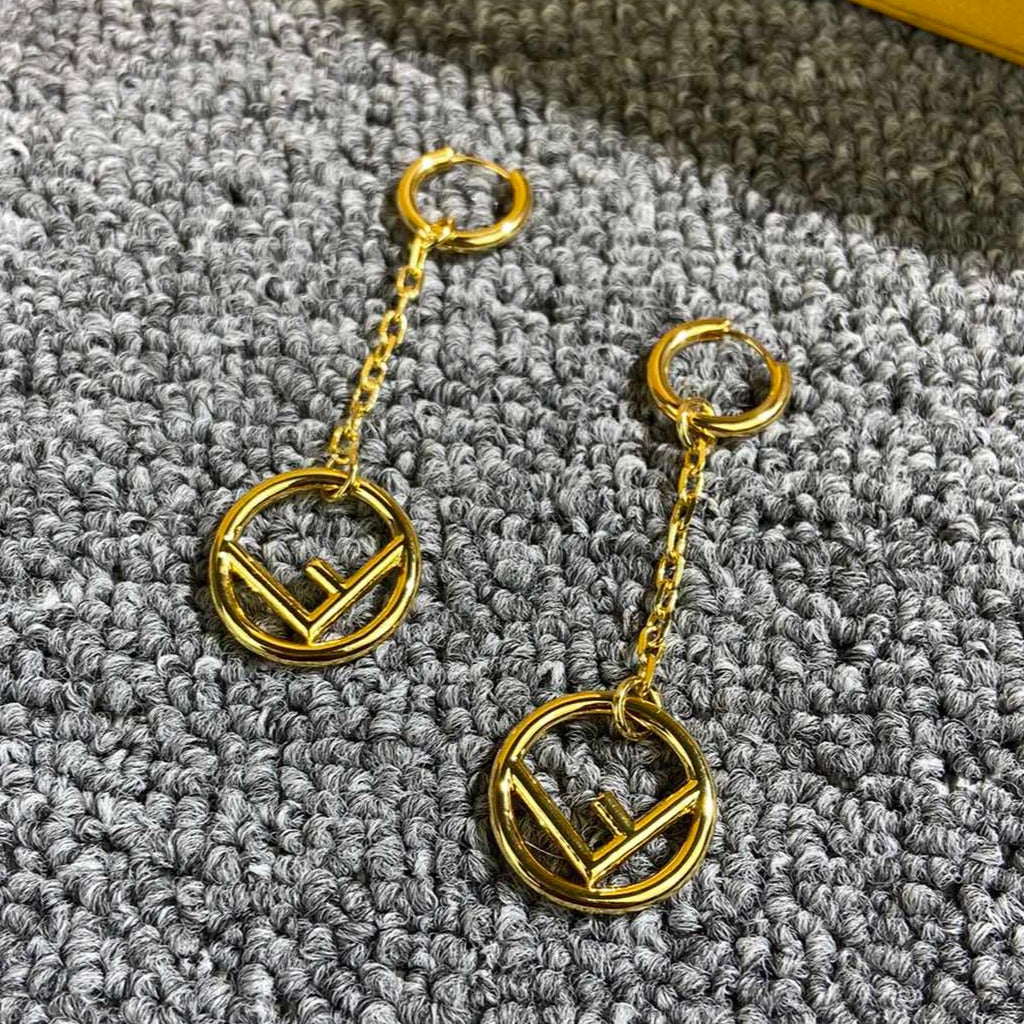 Fendi F Drop Gold Earrings