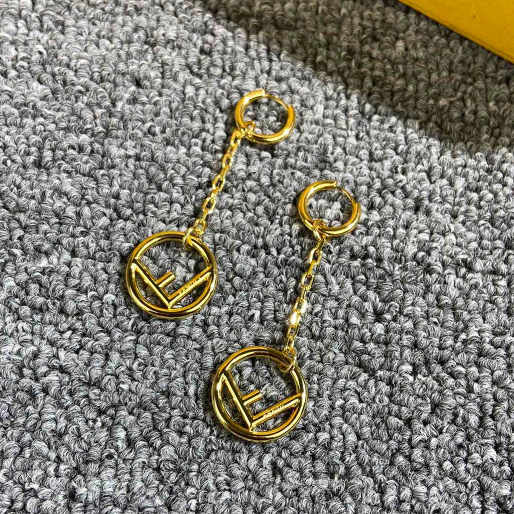 Fendi F Drop Gold Earrings