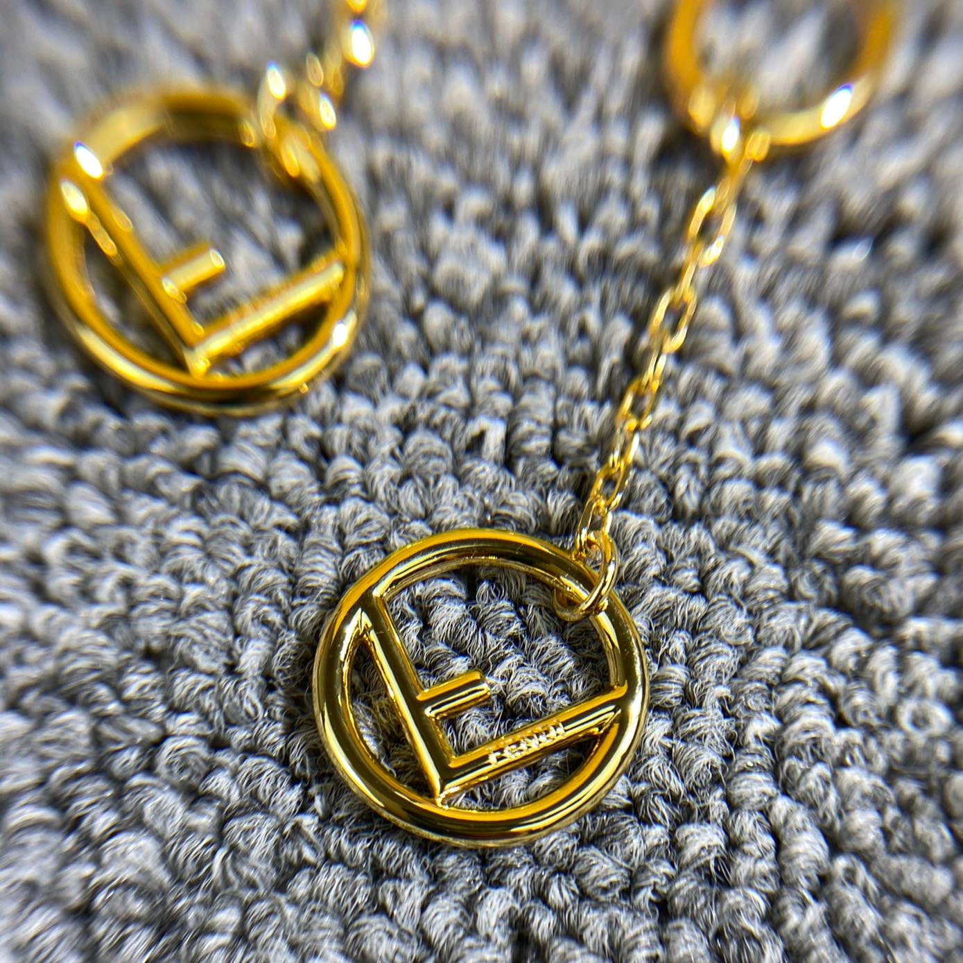 Fendi F Drop Gold Earrings