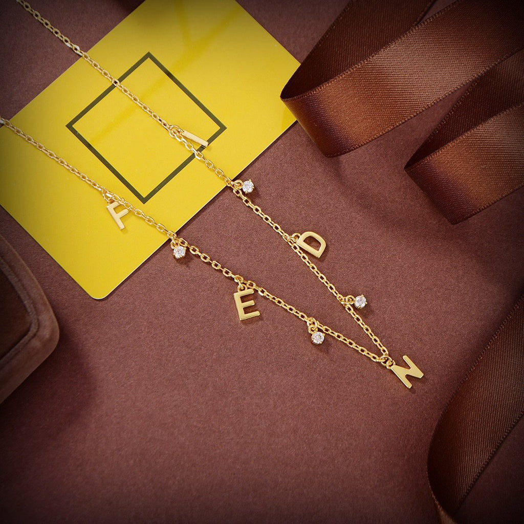 Fendi Fen Gold Diamond Necklace