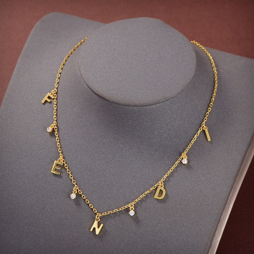Fendi Fen Gold Diamond Necklace