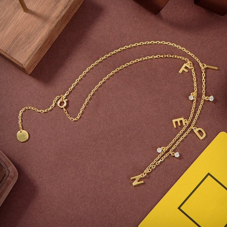 Fendi Fen Gold Diamond Necklace