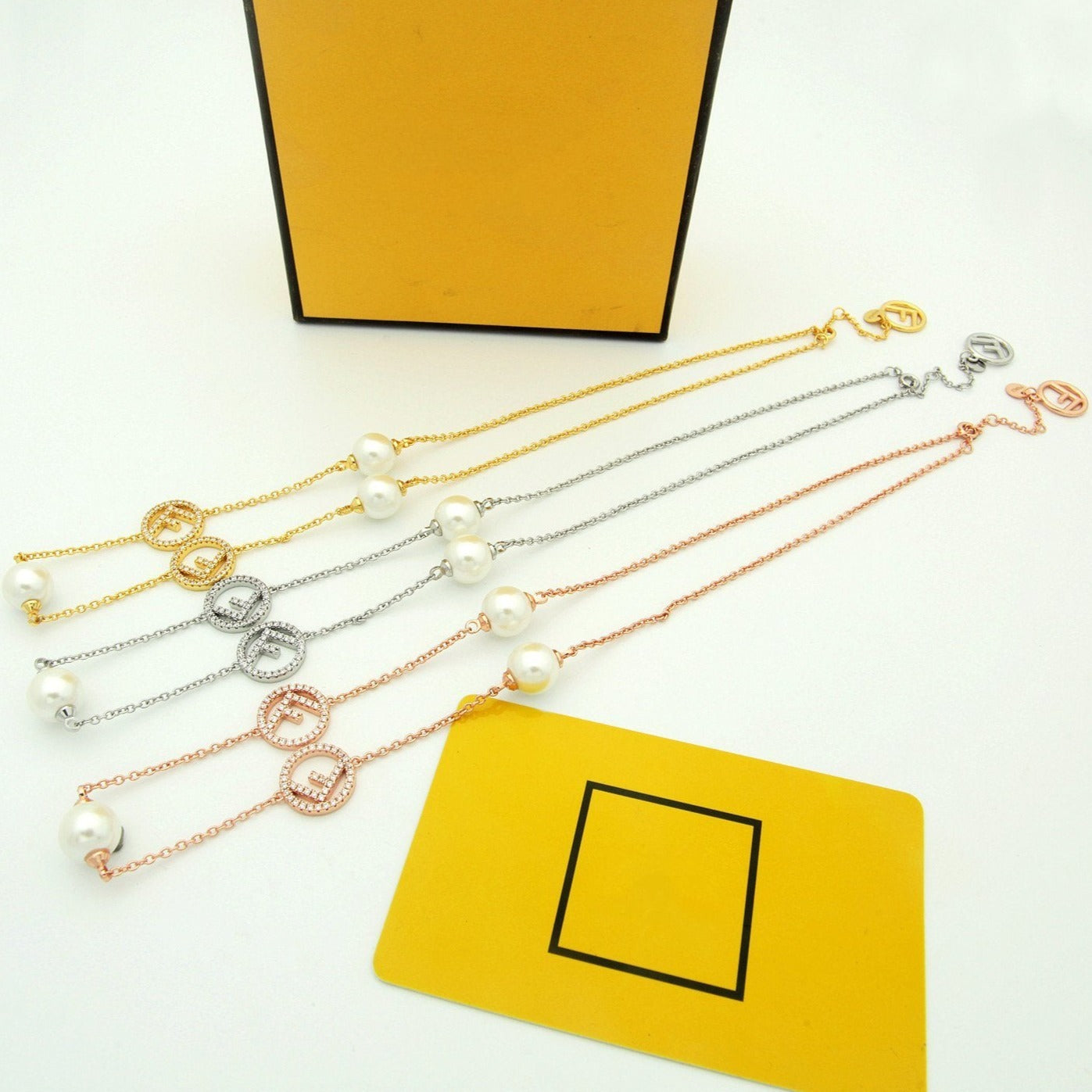 Fendi F Pearl Diamond Necklace