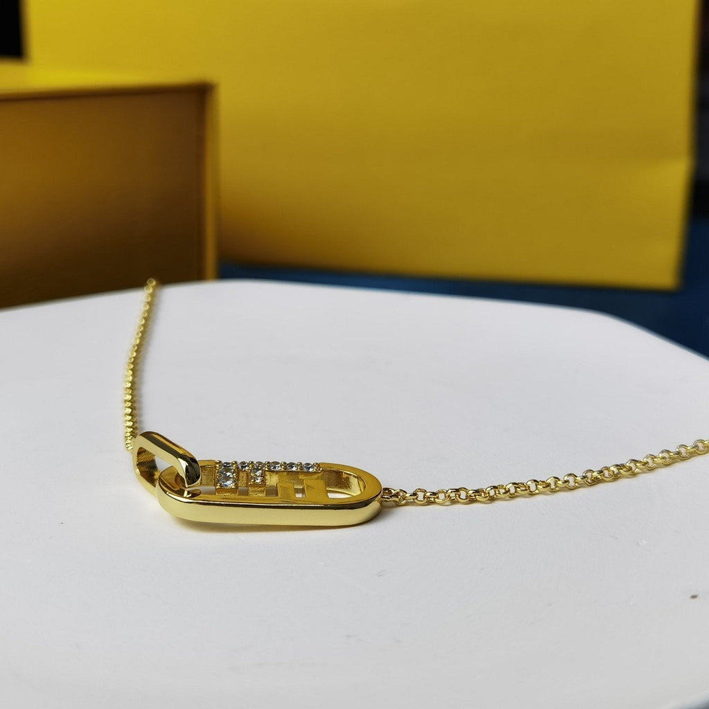 Fendi O'Lock Gold Diamond Necklace