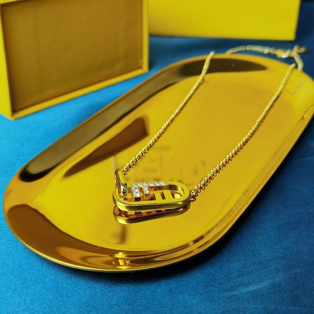 Fendi O'Lock Gold Diamond Necklace