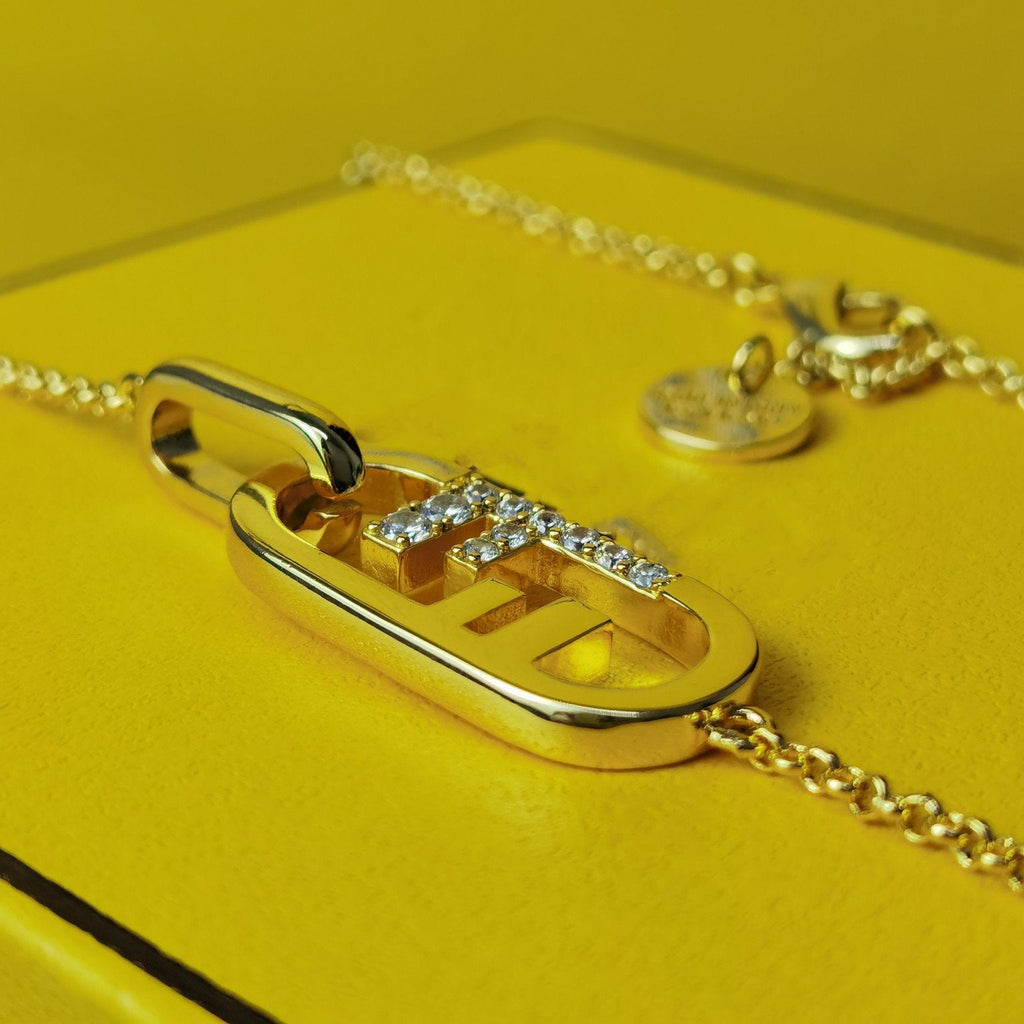 Fendi O'Lock Gold Diamond Necklace