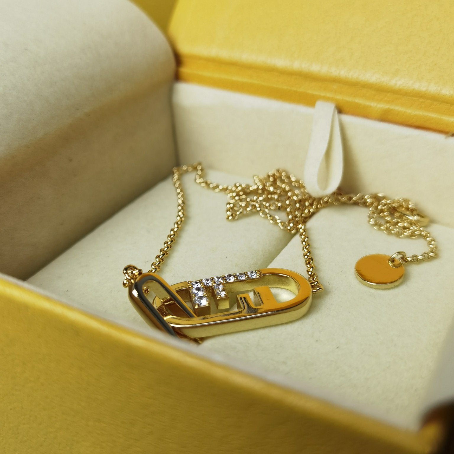 Fendi O'Lock Gold Diamond Necklace