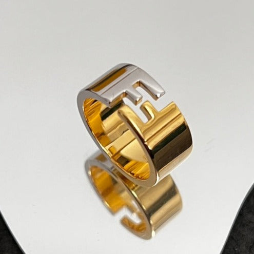 Fendi FF Ring Silver Gold