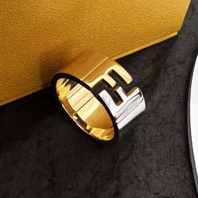 Fendi FF Ring Silver Gold