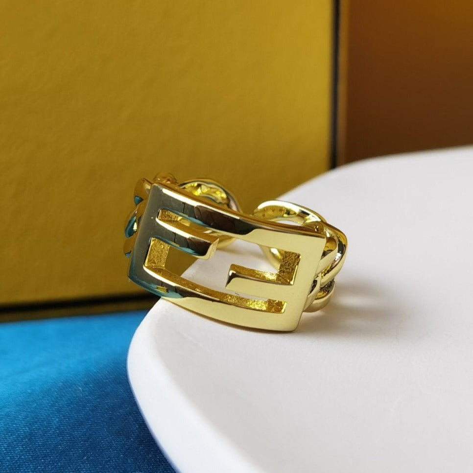 Fendi FF Ring Open Gold