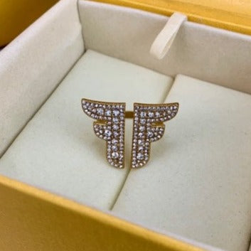 Fendi FF Logo Gold Diamond Ring
