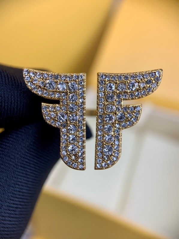 Fendi FF Logo Gold Diamond Ring