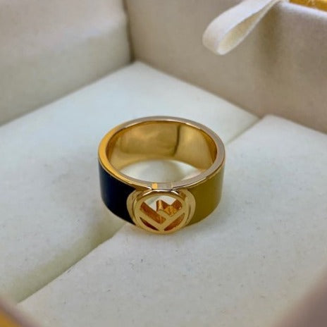 Fendi F Logo Gold Blue&Yellow Ring