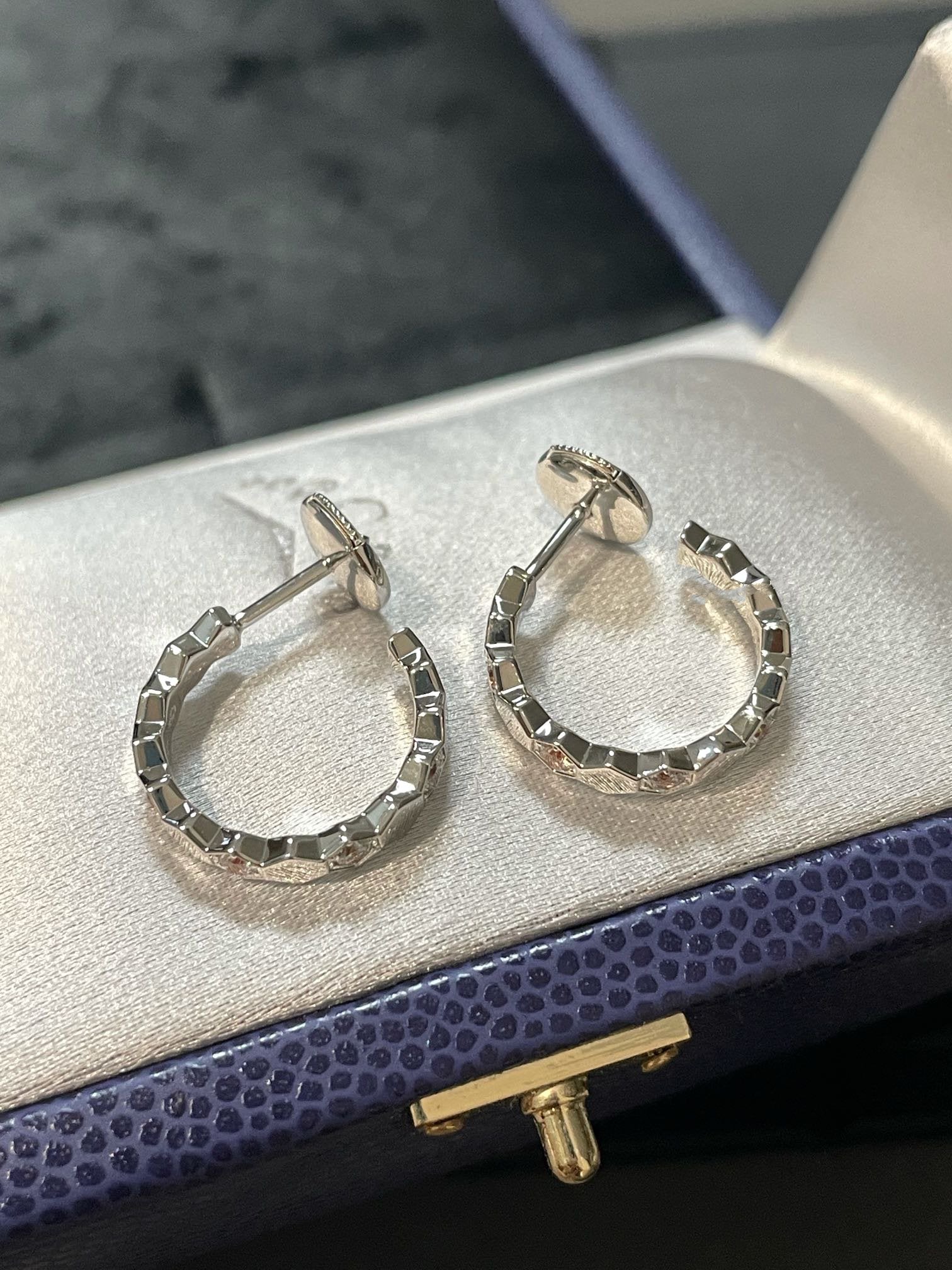 Chaumet Honee Silver Cubic Zirconia Hoop Earrings