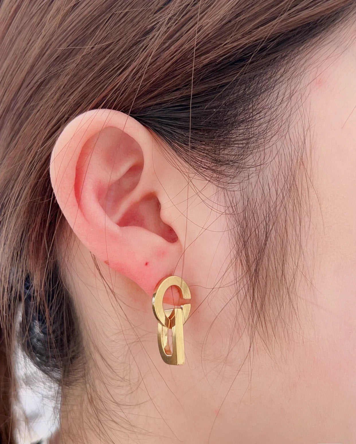Dior CD Drop Gold Earrings