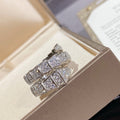 Bvlgari Serpenti Double Ring Silver Cubic Zirconia Paved