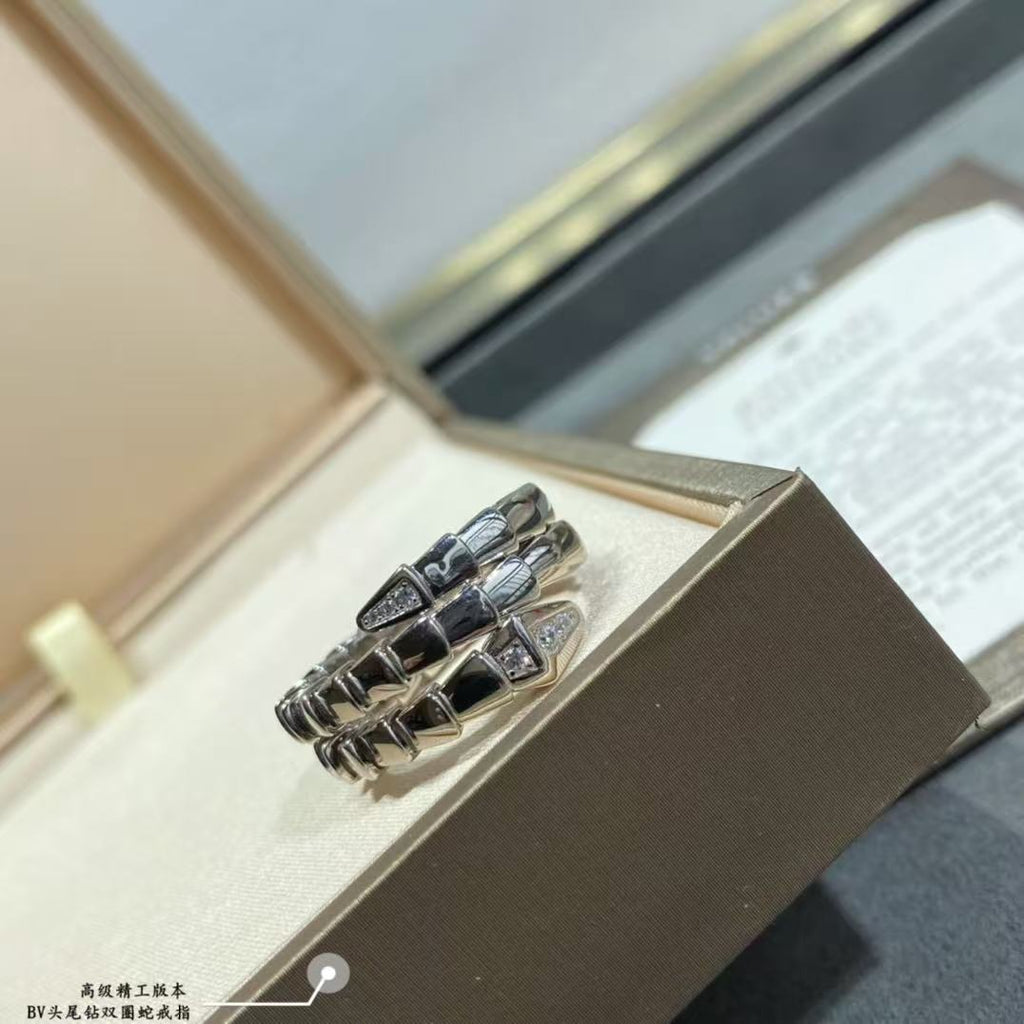 Bvlgari Serpenti Double Row Diamond Ring