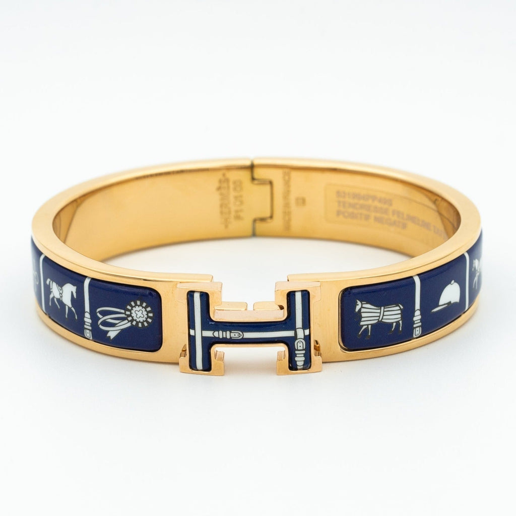 Hermes H Bracelet Blue Ceramic
