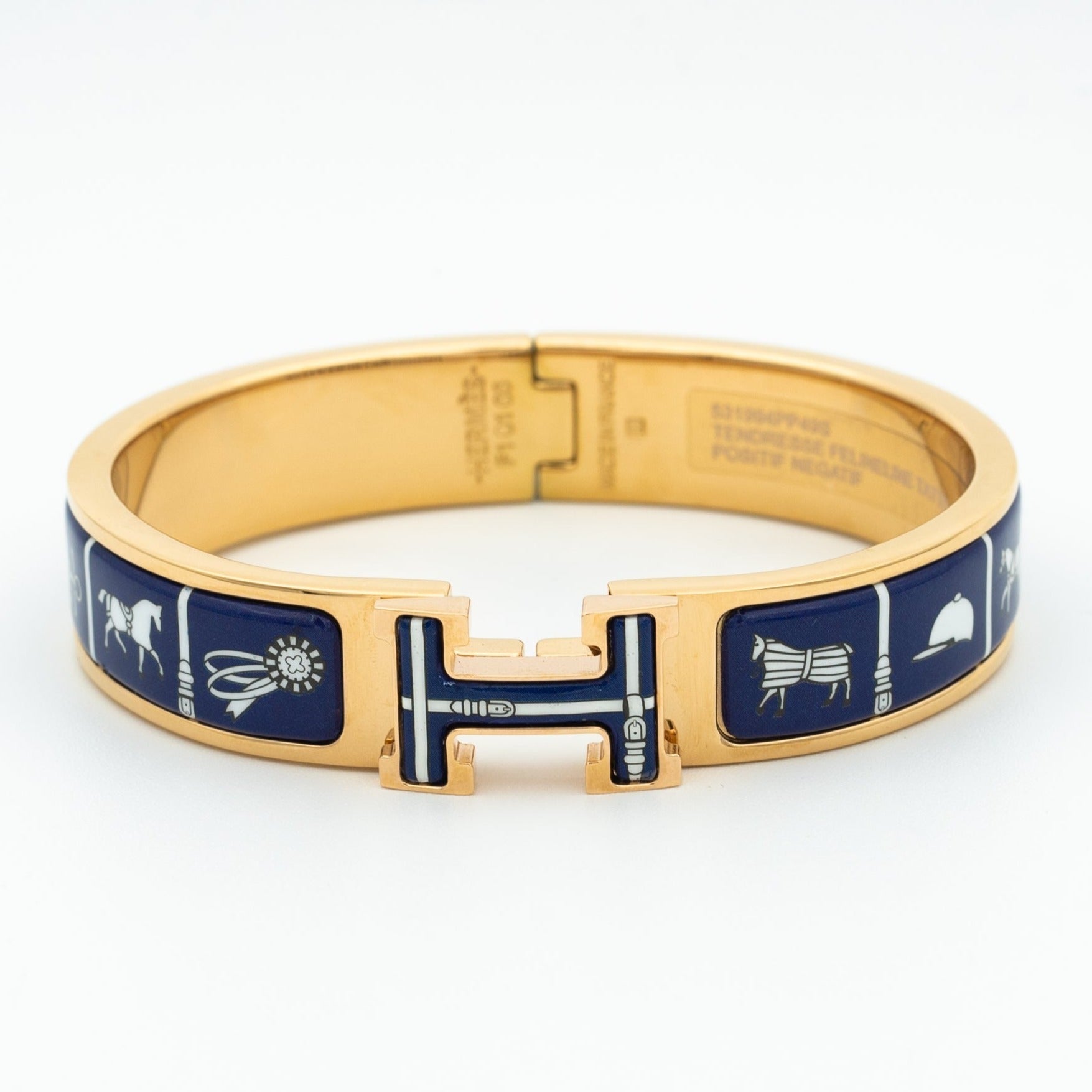 Hermes H Bracelet Blue Ceramic