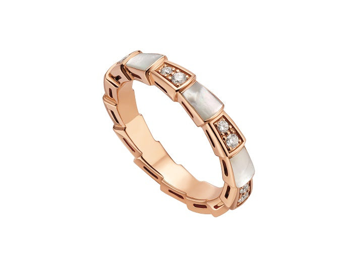 Bvlgari Serpenti Ring Pink Gold Cubic Zirconia MOP 3MM