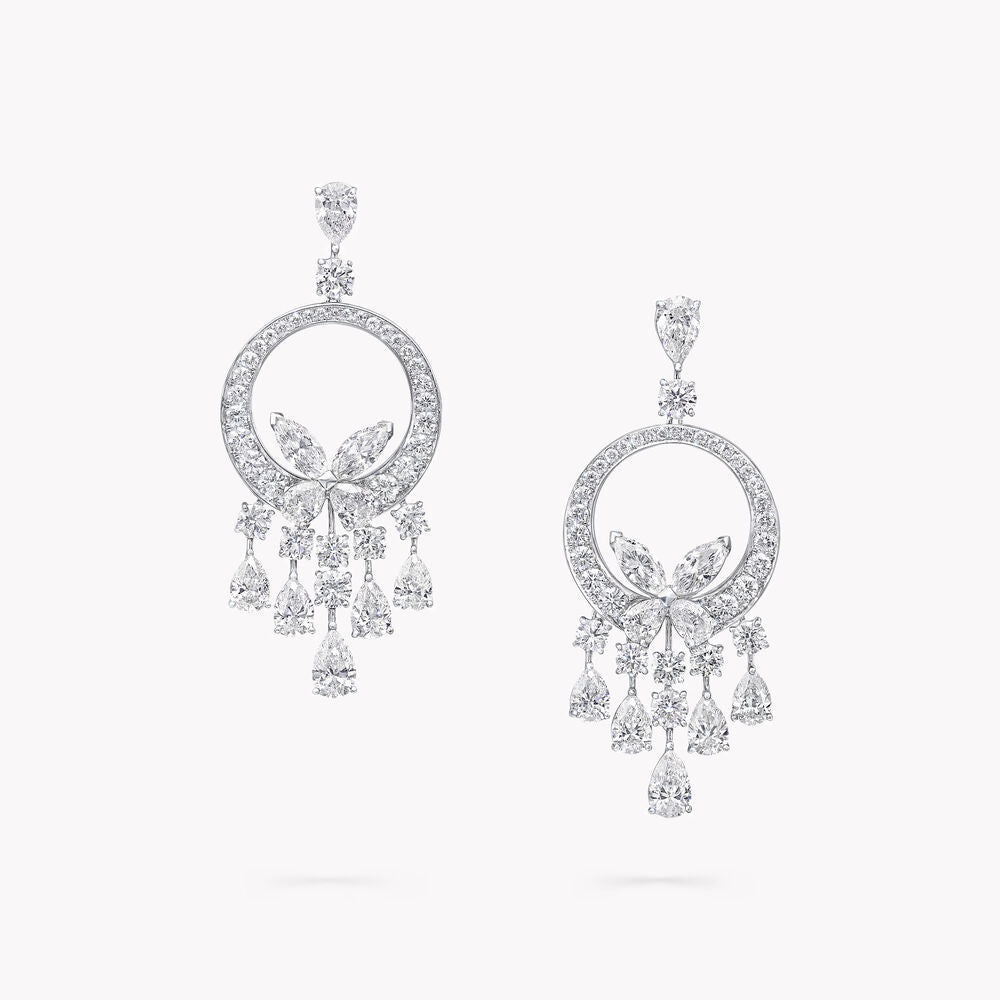 Graff Butterfly Chandelier Classic Silver Diamond Earrings
