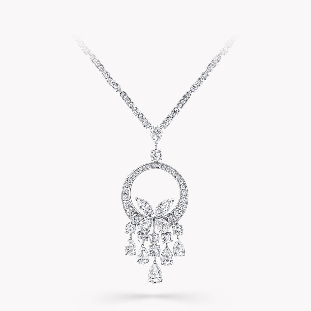 Graff Butterfly Chandelier Classic Silver Cubic Zirconia Necklace