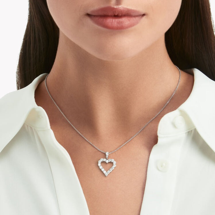Graff Heart Silhouette Silver Cubic Zirconia Necklace