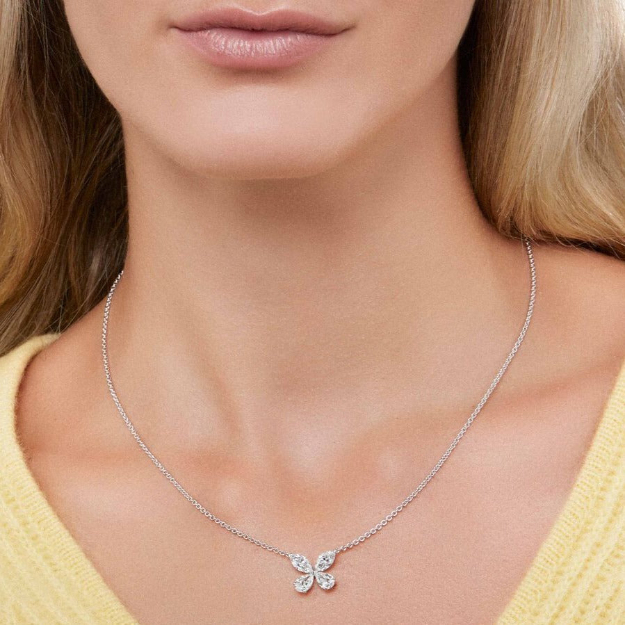 Graff Classic Butterfly Silver Cubic Zirconia Necklace