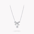 Graff Tilda Bow Baguette Cut Silver Cubic Zirconia Drop Necklace